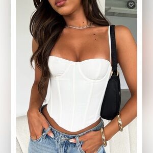 White Fox Boutique In The Morning White Bustier Corset Small NWT
